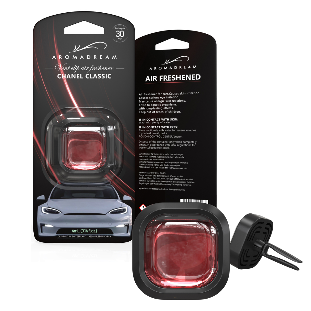 Autoduft Duftclip Channel Classic von Aromadream – eleganter Lufterfrischer fürs Auto mit pudrigem, floralem Duft