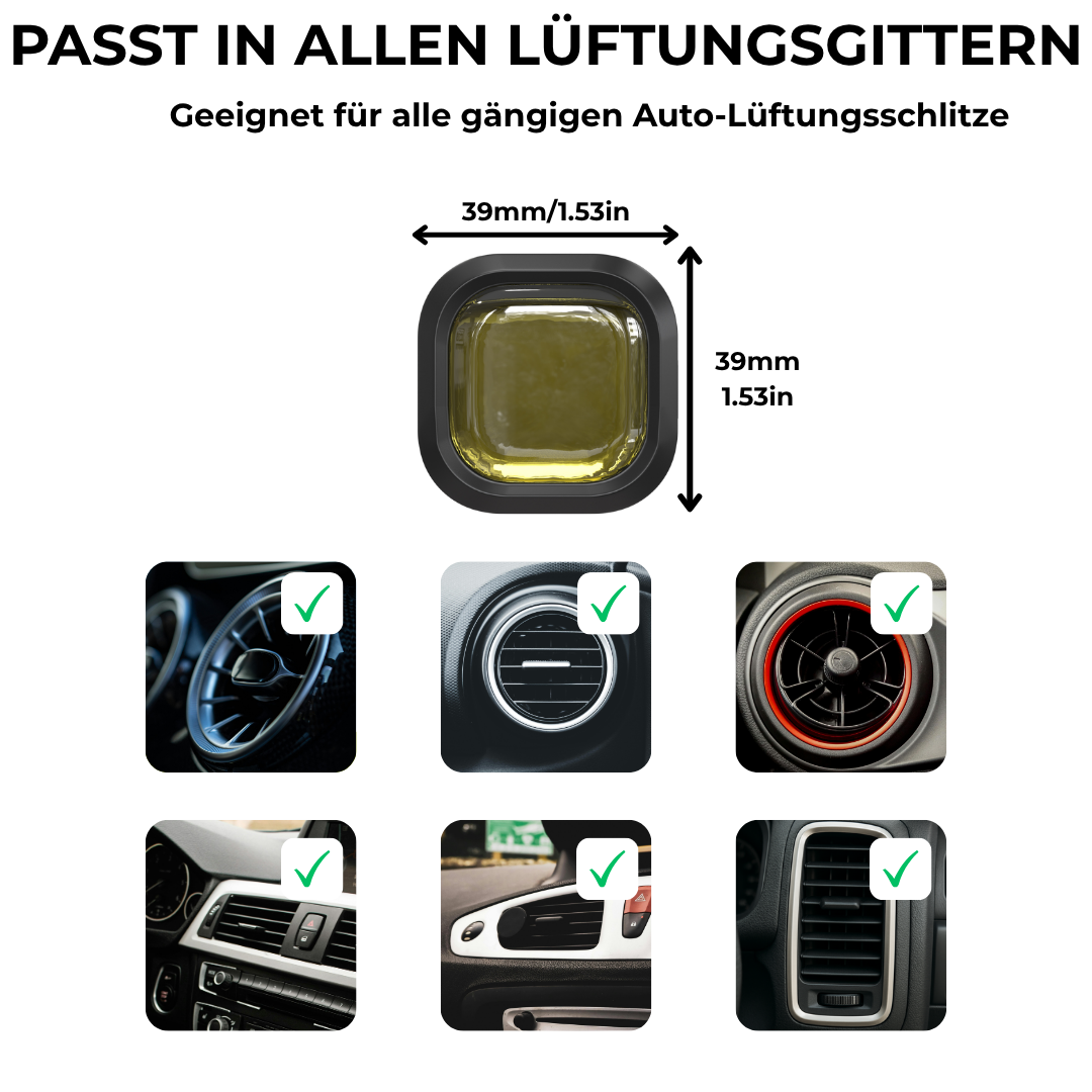 Autoduft Luxury von Aromadream – kompatibel mit allen Auto-Lüftungsgittern, eleganter Duftclip, 39 mm Größe