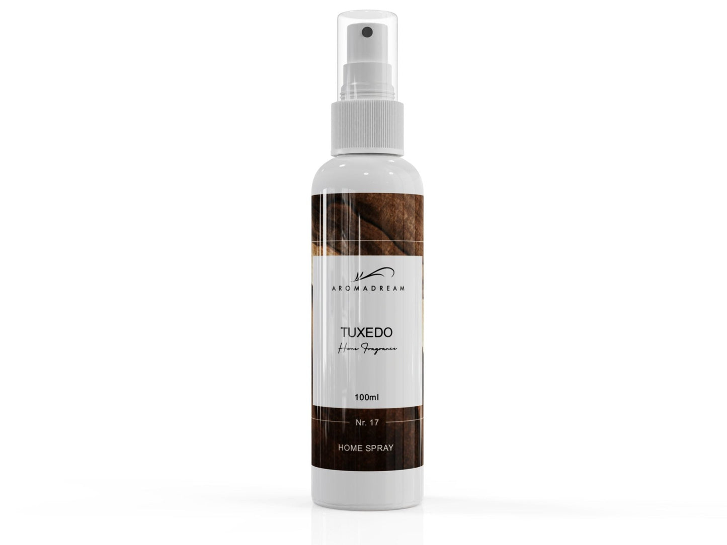 Aromadream Tuxedo Raumduft Spray in stilvoller 100ml-Flasche mit maskulinem, holzig-ledrigem Duftdesign