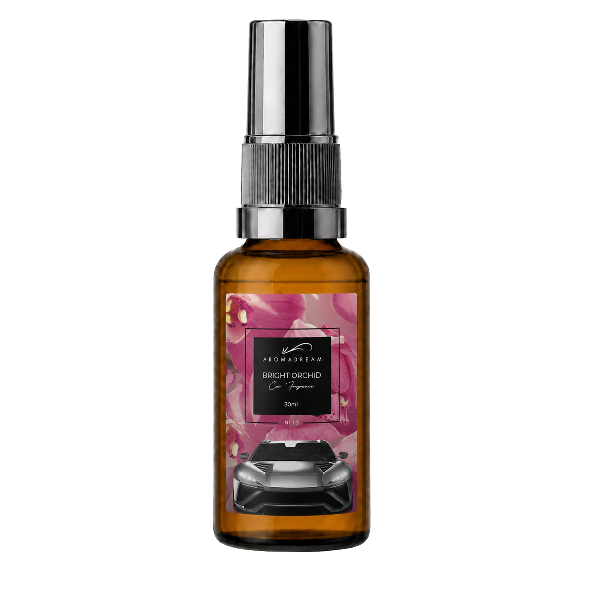 Autoduft Spray Bright Orchid von Aromadream, kompakte Sprayflasche fürs Auto