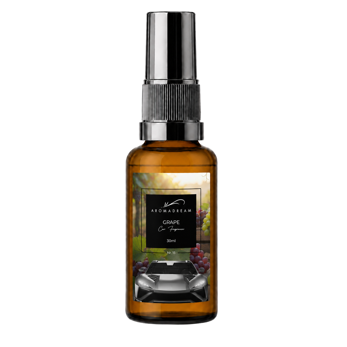 Autoduft Spray Grape von Aromadream, kompakte Sprayflasche fürs Auto