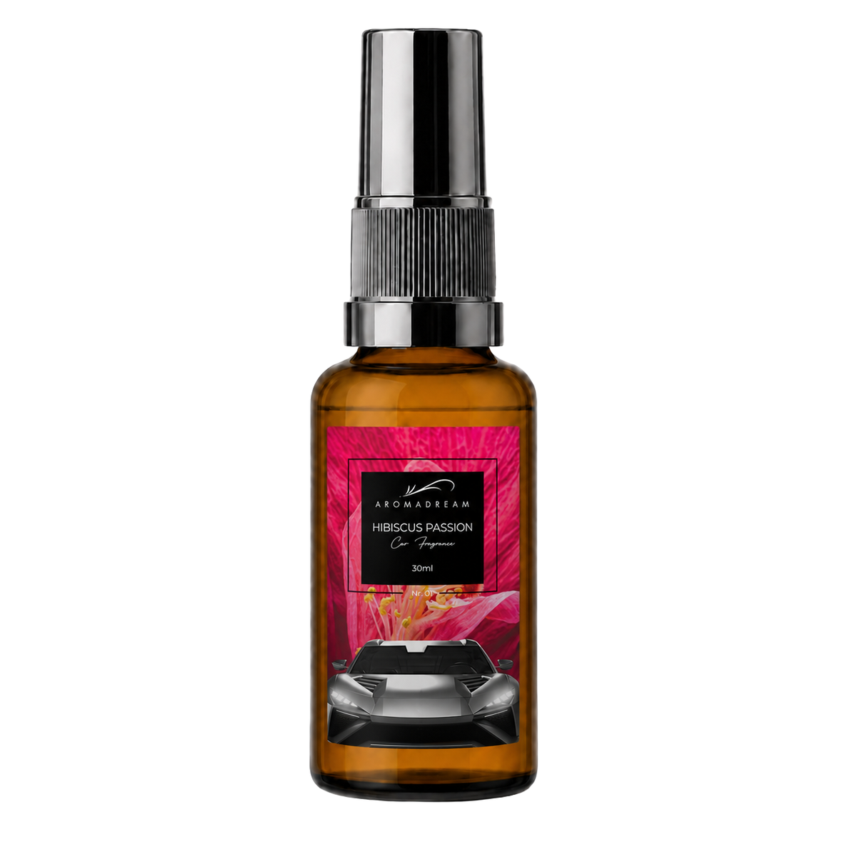 Autoduft Spray Hibiscus Passion von Aromadream, kompakte Sprayflasche fürs Auto