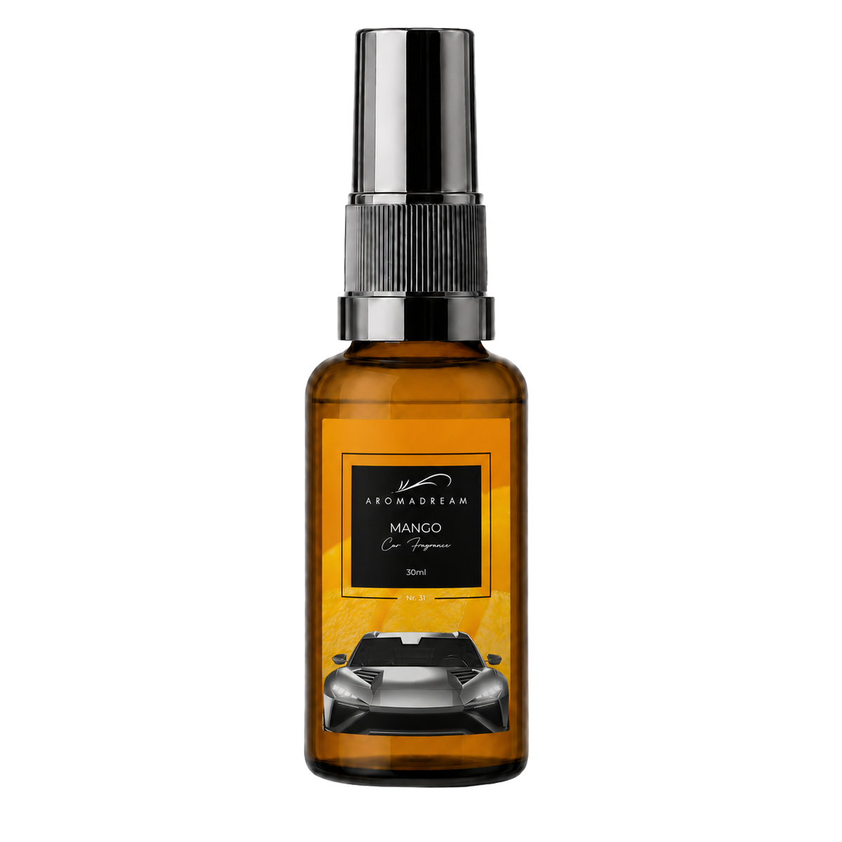 Autoduft Spray Mango von Aromadream, kompakte Sprayflasche fürs Auto