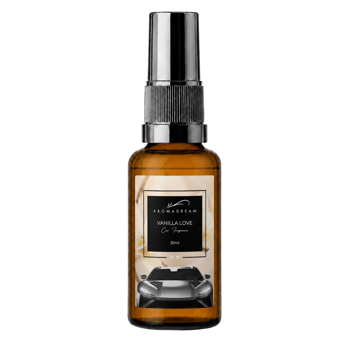 Autoduft Spray Vanilla Love von Aromadream, kompakte Sprayflasche fürs Auto
