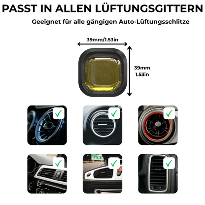 Autoduft Duftclip von Aromadream – passt in alle gängigen Auto-Lüftungsgitter, 39 mm, einfache Befestigung an jedem Luftauslass
